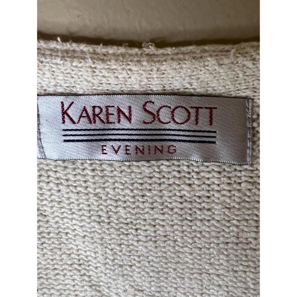Vintage Karen Scott Off-White Sweater Vest Beaded Embroidered Silk Blend Large - Picture 5 of 11